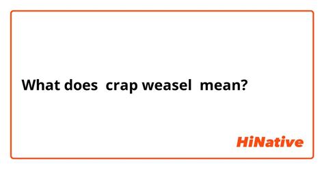 crap weasel|Definition of crap weasel .